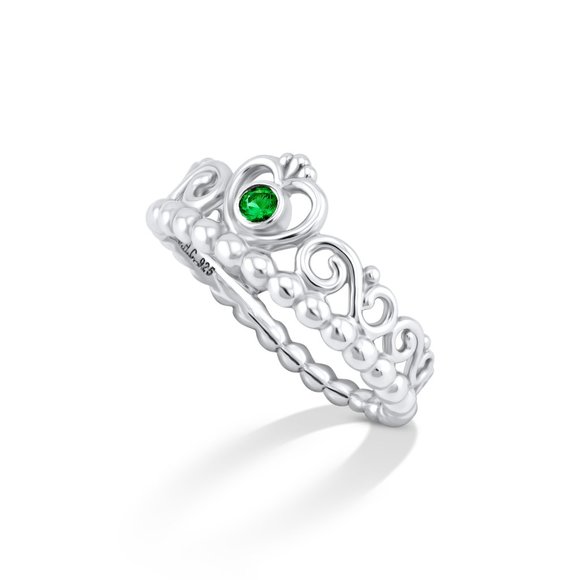 Crown Shaped Ring With Tsavorite Garnet In Sterling Silver 925 - Picture 2 of 6